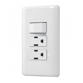 Plate with 1 switch and 2 double contacts Duplex plate plate with 2 poles + 1 Earth Electric wall plate