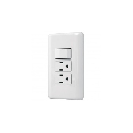 Plate with 1 switch and 2 double contacts Duplex plate plate with 2 poles + 1 Earth Electric wall plate