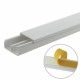 White self-extinguishing PVC trunking, with division, 20 x 10 mm, 6 feet section, with adhesive tape / THORSMAN