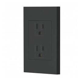 Contacto Duplex, 2 Polos + Tierra, Volteck Volteck 25076 Kit de contacto doble con placa de pared electrico COLOR NEGRO