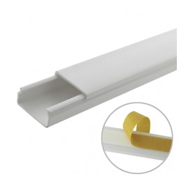 White Self-Extinguishing PVC Conduit, No Split, 20 x 10mm, 6ft Length, with Adhesive Tape / THORSMAN