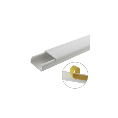 White Self-Extinguishing PVC Conduit, No Split, 20 x 10mm, 6ft Length, with Adhesive Tape / THORSMAN