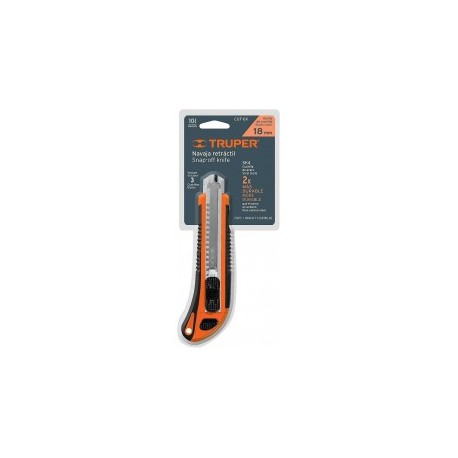 Cutter 6 Con Grip Truper 16977 Navaja retráctil con cuchilla de acero incluye 3 respuestos