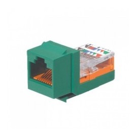 Conector Jack Estilo Leadframe, Tipo Keystone, Categoría 5e, de 8 posiciones y 8 cables, Color Verde Jack Verde Cat.5e