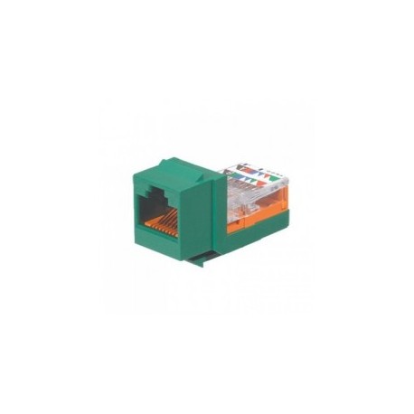 Conector Jack Estilo Leadframe, Tipo Keystone, Categoría 5e, de 8 posiciones y 8 cables, Color Verde Jack Verde Cat.5e