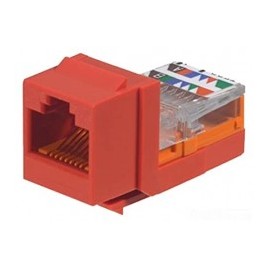 Conector Jack Estilo Leadframe, Tipo Keystone, Categoría 5e, de 8 posiciones y 8 cables, Color Rojo
