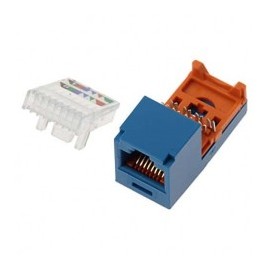 Leadframe Style Jack Connector, Keystone Type, Category 5e, 8 Positions and 8 Wires, Color Blue
