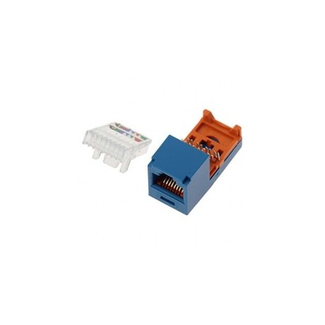 Leadframe Style Jack Connector, Keystone Type, Category 5e, 8 Positions and 8 Wires, Color Blue