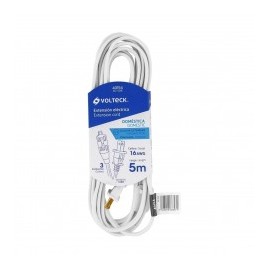 Extensión Eléctrica Doméstica, 5 Metros , Blanca, Volteck 40154 Extension Blanca para Casa Extensión electrica Cable 5 metros