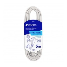 Extensión Eléctrica Doméstica, 5 Metros , Blanca, Volteck 48018 Extension Blanca para Casa Extensión electrica