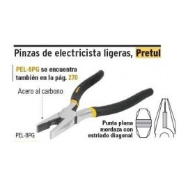 Pinzas Electricista Ligeras 7'' Pretul Pinza electrica de 7 pulgadas con goma en el mango Pinza para Cables electricos
