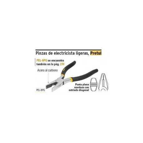 Pinzas Electricista Ligeras 7'' Pretul Pinza electrica de 7 pulgadas con goma en el mango Pinza para Cables electricos