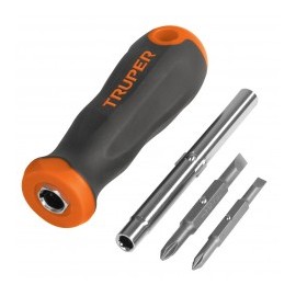 Desarmador con 4 puntas intercambiables Desarmador Multijuego TRUPER con mango Confort puntillas Magneticas