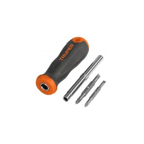 Desarmador con 4 puntas intercambiables Desarmador Multijuego TRUPER con mango Confort puntillas Magneticas