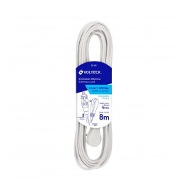 Extensión Eléctrica Doméstica, 8 Metros , Blanca, Volteck 48030 Extension Blanca para Casa Extensión electrica Cable 8 metros