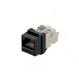 Conector Jack Estilo TP, Tipo Keystone, Categoría 6, de 8 posiciones y 8 cables, Color Negro Jack Negro Cat.6 Categoría 6