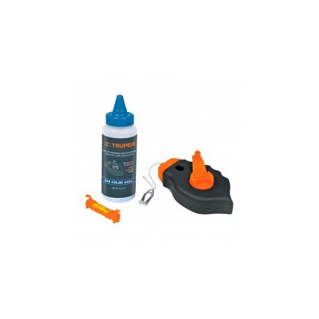 Tiralineas Plastico 30m Con Gis azul 4Oz Y Nivel Truper Gancho metálico