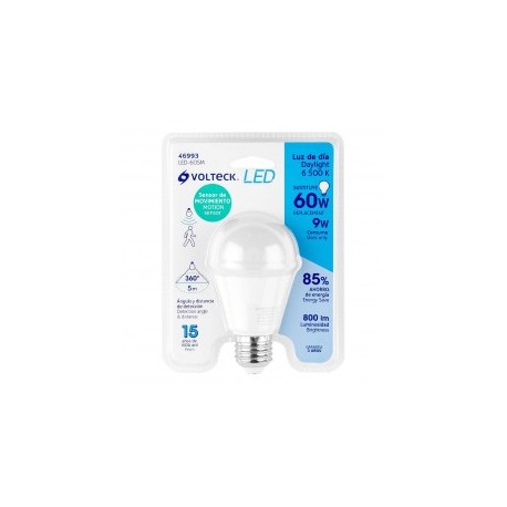 Foco con sensor de movimento estandar E26/E27 para Portalampara con movimiento ajustable detección 360° 800lm