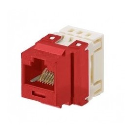 110-Style (Impact) Jack Connector, Keystone Type, Category 5e, 8-Position, 8-Wire, Red Color