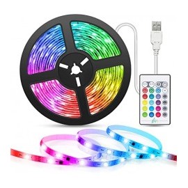 Tira de Luz Led RBG Con Control de 5 Metro Luz Led de 5 Metros Facil de instalar entrada USB