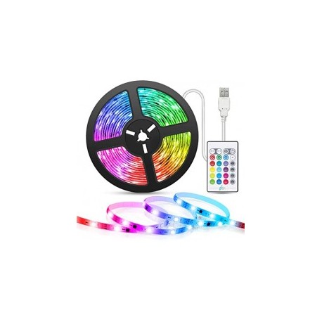 Tira de Luz Led RBG Con Control de 5 Metro Luz Led de 5 Metros Facil de instalar entrada USB