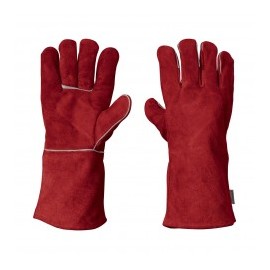 Guantes para soldador rojos Guantes para soldar de carnaza con forro de algodon y uniones con carnaza