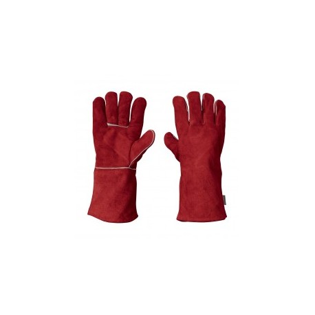 Guantes para soldador rojos Guantes para soldar de carnaza con forro de algodon y uniones con carnaza
