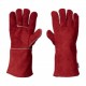 Guantes para soldador rojos Guantes para soldar de carnaza con forro de algodon y uniones con carnaza