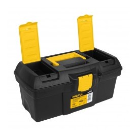 Caja de herramienta Caja porta herramienta con compartimentos Caja de 16"Pulgadas de plastico 19cm x 41cm x 22cm negra