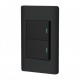 Placa de pared armada color negro de Policarbo 2x4 Contacto con 2 interruptores de pared Duplex Negro 127v 10a con Led Indicado