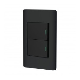 Placa de pared armada color negro de Policarbo 2x4 Contacto con 2 interruptores de pared Duplex Negro 127v 10a con Led Indicado