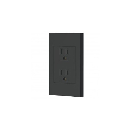 Contacto Duplex, 2 Polos + Tierra, Volteck Volteck 25076 Kit de contacto doble con placa de pared electrico COLOR NEGRO