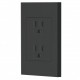 Contacto Duplex, 2 Polos + Tierra, Volteck Volteck 25076 Kit de contacto doble con placa de pared electrico COLOR NEGRO
