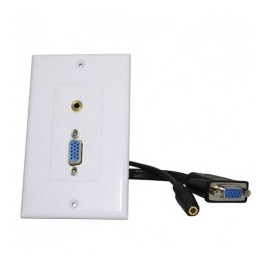 Placa de pared VGA Faceplate VGA con Audio 3.5 Plug de Audio Placa de Pared DB15 con Audio