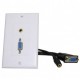 Placa de pared VGA Faceplate VGA con Audio 3.5 Plug de Audio Placa de Pared DB15 con Audio